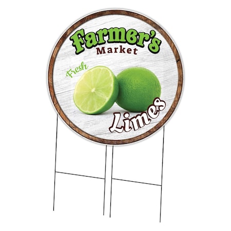 Signmission Corrugated Plastic Sign With Stakes 36in Circular-Farmers Market Limes, C-36-CIR-WS-Limes C-36-CIR-WS-Limes