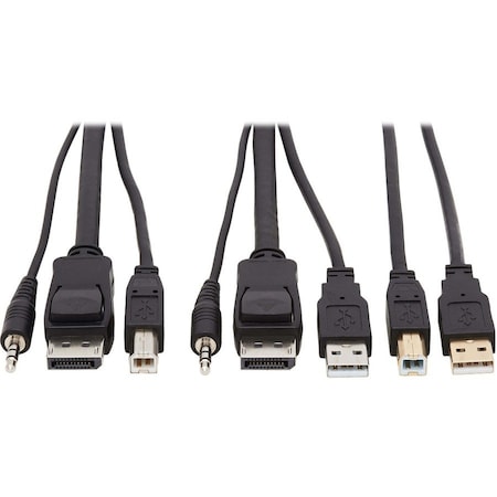 Eaton EATON Tripp Lite Series DisplayPort KVM Cable Kit - DP, USB, 3.5 mm Audio 3xM/3xM + USB M/M, 4K P783-010-U