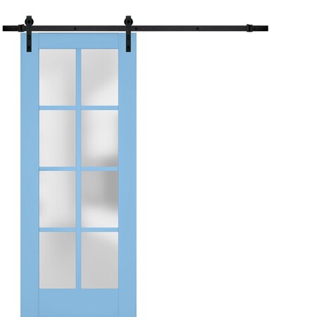 Sartodoors Sturdy Barn Door Solid Core Modern Interior VEREGIO7412BD-B-AQU-18 x 80-Black Rail