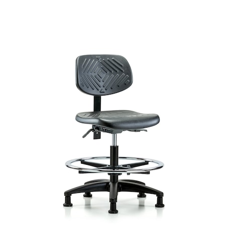 Blue Ridge Ergonomics Chair, Poly, Med Bench, CF Glides, No Arms, 19-1/2" to 27-1/2" Height, Black; Blue BR-PMBCH-RG-T0-A0-CF-RG