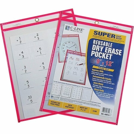 C-Line Products POCKET, DRYERASE, REUSE, RD, 30PK CLI40814
