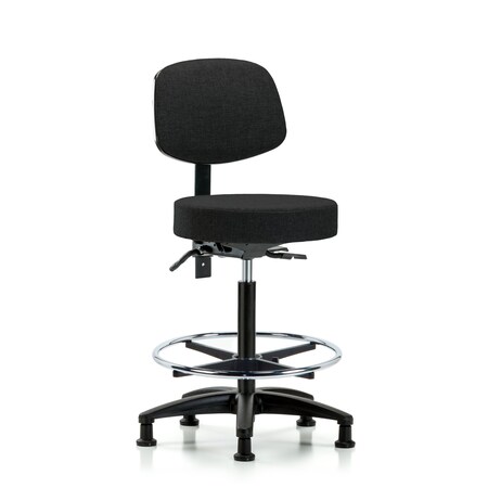 Blue Ridge Ergonomics Bench Stool, Hi, Fab, Bk, Tilt, CF, Gld, Blk BR-FHBST-RG-T1-CF-RG-F42
