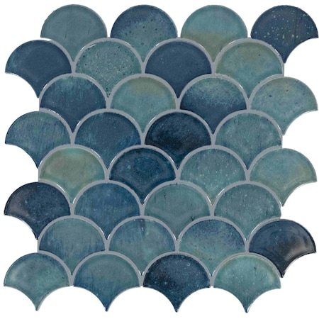 Daltile Miramo 3'' Ceramic Fan Wall Mosaic, 10PK MR47FAN3MBMSGL