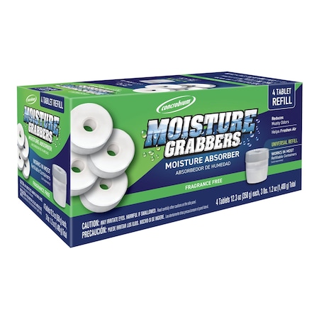 Concrobium Moisture Grabbers Moisture Absorber Refill Tabs, Fragrance Free, 4 Pk 378489