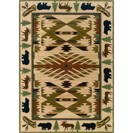 Sphinx By Oriental Weavers Oriental Weavers Hudson 1072A 6x9 Rectangle - Ivory/ Green-Polypropylene H1072A200290ST