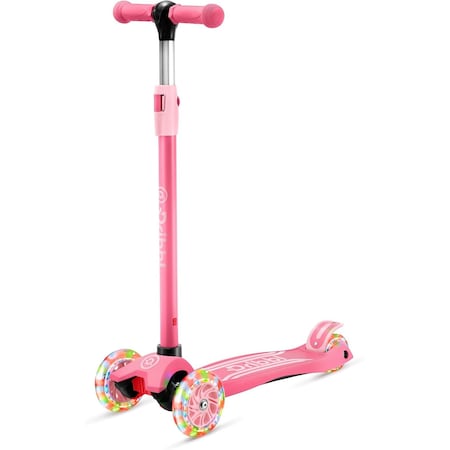 Dribbl 3-Wheel Kids Scooter, Lean-to-Steer, Adjustable Handle, Anti-Slip Deck, Pink, Ages 2+ DBKS04