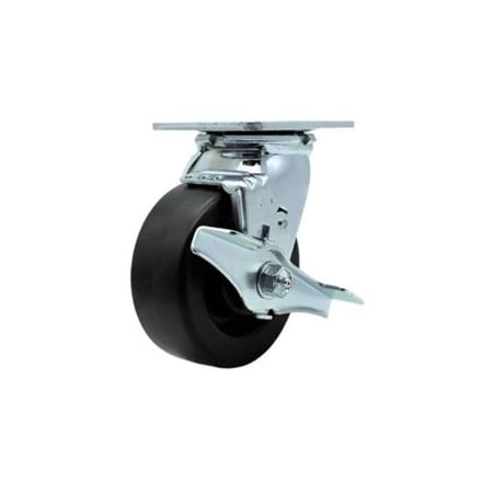 Service Caster 5 Inch Stainless Steel Polyolefin Swivel Caster with Ball Bearing and Brake SCC SCC-SS30S520-POB-TLB