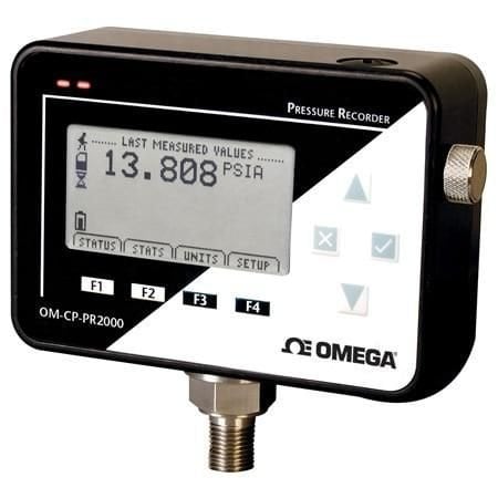 Omega Pressure Data Logger with LCD Display, Strain Gauge, 0 psig to 100 psig, 1 Measurement, Battery, 26 OM-CP-PR2000-100-G