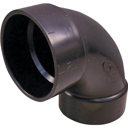 Genova CANPLAS Sanitary Pipe Elbow, 4 in, Hub, 90 deg Angle, ABS, Black 102254LBC