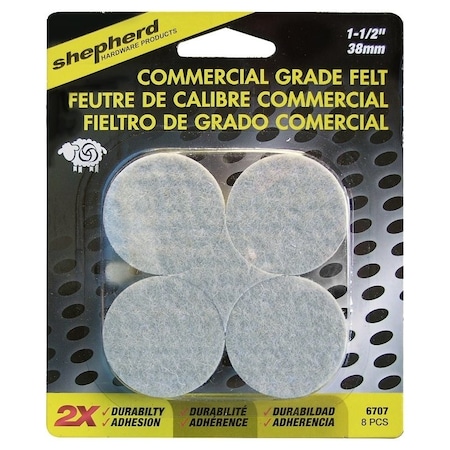 Shepherd Hardware Protective Pad, Felt, Beige, 1-1/2 in Dia, Round 6707