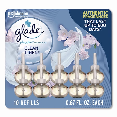 Glade Plugins Scented Oil Refill, Clean Linen, 0.67 oz, 10PK 379206