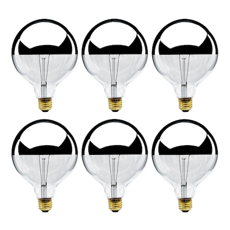 Bulbrite 60-Watt G40 Incandescent Light Bulb Medium Base (E26) Half Chrome 2700K, 6PK 862026