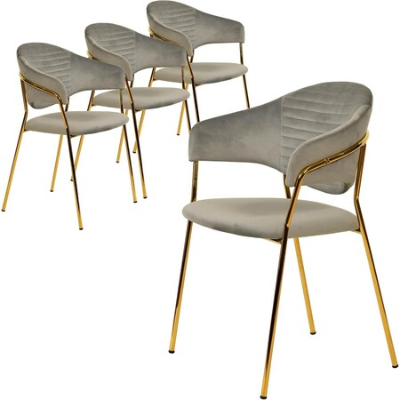 Leisuremod Bella Collection Modern Dining Chair in Light Grey, 4PK BC21LGR4