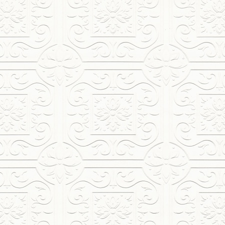 Brewster Ibold White Tin Ceiling Scroll Paintable Wallpaper 4000-59001