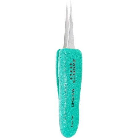 Excelta Tweezers, Cobalt, 4" L, Straight, Point M-5-CO-ET