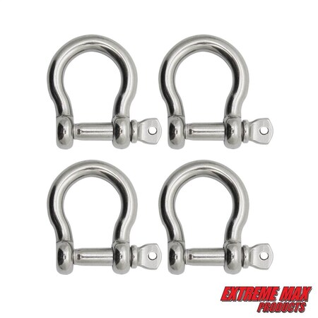 Extreme Max 3006.8309.4 BoatTector Stainless Steel Bow Shackle - 1", 4-Pack 3006.8309.4