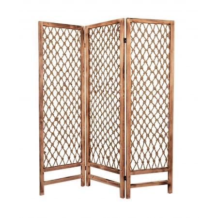 Homeroots 69" Natural Folding Three Panel Screen Room Divider 274700