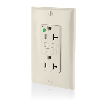 Leviton Extra-Heavy Duty, Hospital Grade, Self-Test GFCI Receptacle, 20 Amp, 125 Volt, Light Almond GFNT2-HFT