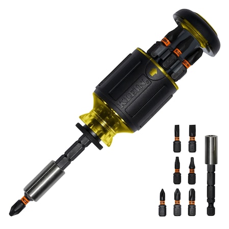 Klein Tools 8-in-1 Multi-Bit Adjustable Length Stubby Screwdriver 32308