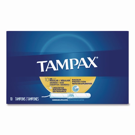 Tampax Cardboard Applicator Tampons, Regular, 10PK 21409