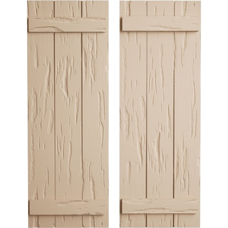 Ekena Millwork Rustic Three Board Joined Board-n-Batten Pecky Cypress Faux Wood Shutters, 16 1/2"W x 52"H SHUBJS16X52PCPR