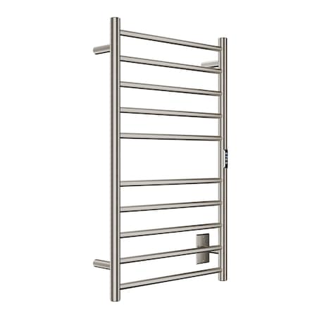Anzzi Crete Series 10-Bar Wall Mounted Electric Bathroom Towel Warmer Rack in Brushed Nickel Finish TW-WM104BN