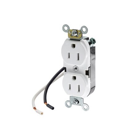 Leviton Industrial Series Heavy Duty Grade Duplex Receptacle, 15 Amp, 125 Volt 5262-CW