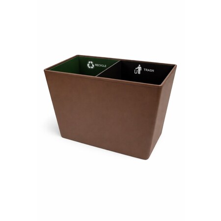 Hapco Elmar Essential Dual Chamber Vegan Leather 18 Quart Rectangular Wastebasket, Walnut, 6PK RWB118WAL