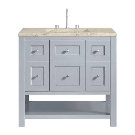 James Martin Vanities Breckenridge 36" Single Vanity, Serenity Blue, w/ 3 CM Tajnar Eclos Top 330-V36-SRB-3TJR