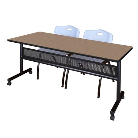 Regency Kobe Flip-Top Privacy Nesting Table W/ 2 M Stack Chairs, 72 in W, 30 in L, Noble Oak MKFTM7230NO47GY