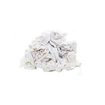 Bsl Bulk White Recycled T-Shirt Rags Mixed Sizes - 25 lb. bag 3818