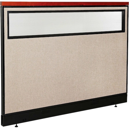 Global Industrial Interion Deluxe Office Partition Panel w/Partial Window and Pass-Thru Cable 60-1/4Wx47-1/2H Tan 694775WPTN