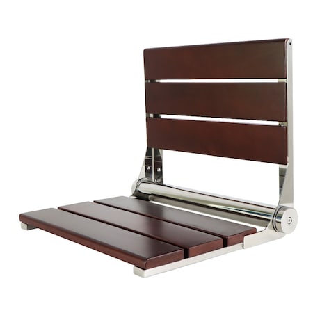 Kingston Brass 3-Slat Shower Seat, Dark Wood/Polished Chrome KBSS16151