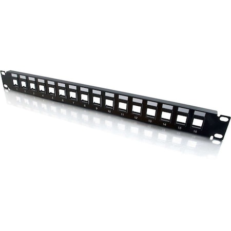 C2G BLANK KEYSTONE PATCHPANEL 16-PORT- CUTOUTS ACCEPT VIRTUALLY ALL SNAP-IN JACKS; A 3858