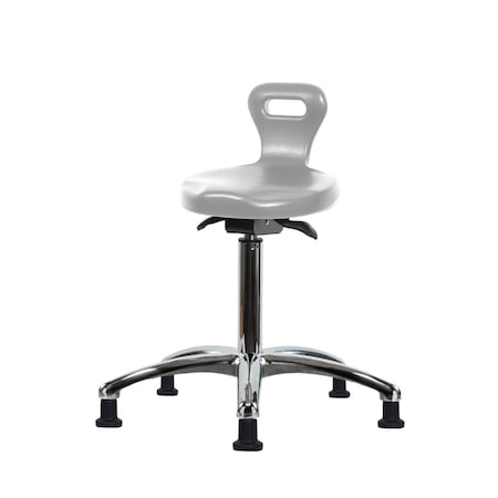 Blue Ridge Ergonomics Poly Serpent Sit-Stand Stool Chrome-Medium Bench Height with Stationary Glides in Gray Poly PSPMBSO-CR-NF-RG-GRY