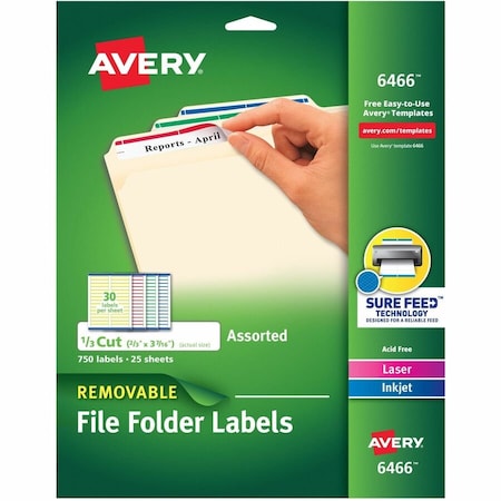 Avery File Folder Labels with Sure Feed, PK750 6466