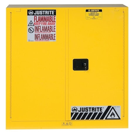 Justrite Storage Cabinet, 44 in H, 43 in W, Yellow, 1 Shelves 893020