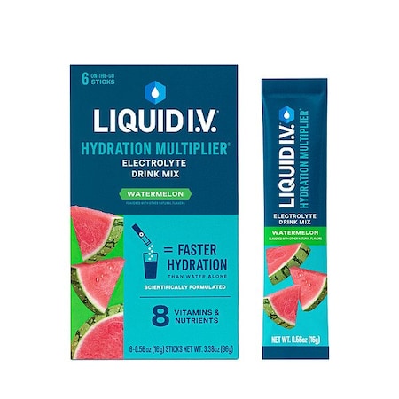 Liquid I.V. Sports Drink Mix, 0.6 oz, Watermelon, PK6 LVM-6012