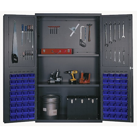 Quantum Storage Systems BEIGE STORAGE CABINET W/64 BLUE BINS QSC-BG-4805BL