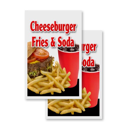 Signmission Cheeseburger Fries Soda, Vinyl Decals Only 24 Inch x 36 Inch, Vinyl Decal, 2PK DSB-2436-2PACK-Cheeseburger Fries Soda
