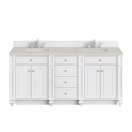 James Martin Vanities Bristol 72" Double Vanity, Bright White, w/ 3 CM Siberian Silestone Top 157-V72-BW-3SFR