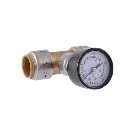 Sharkbite Pressure Gauge Tee, 3 2/5 in L UR24438
