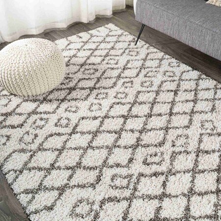 Jonathan Y Algaida Moroccan Diamond Shag Beige/Dark Gray 3 ft. x 5 ft. Area Rug SHG104A-3