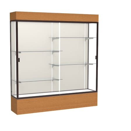 Ghent Lighted Floor Display Case 72x80x16, Plaque, Dark Bronze 2176PB-BZ-MK