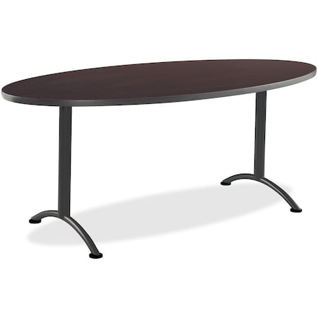 Iceberg ARC Oval Table, Walnut Top, Grey Steel Frame, 36 in W x 72 in L 69424