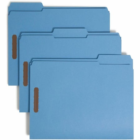 Smead Folders, Two Fasteners, 1/3 Cut Assorted Top Tab, Letter, Blue, 50/Box 12040