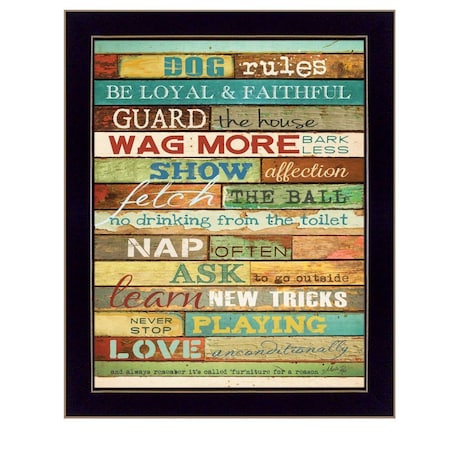 Homeroots Dog Rules 8 Black Framed Print Wall Art 405249