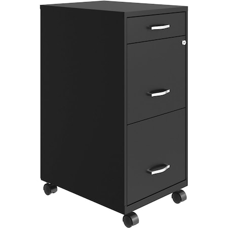 Nusparc 3-Drawer Mobile Vertical File Cabinet, 14.2" x 18" x 29.5", Black NPRVF318BMBK