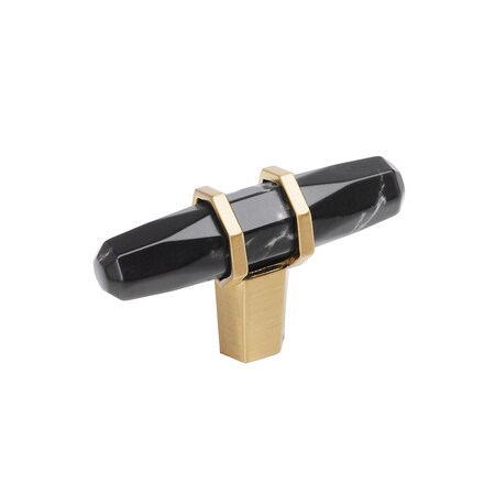 Amerock Carrione 2-1/2 inch 64mm Length Marble Black/Champagne Bronze Cabinet Knob BP36647MBKCZ