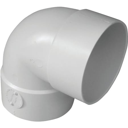 Genova CANPLAS Short Turn Pipe Elbow, 3 in, Hub, 90 deg Angle, PVC 414153BC